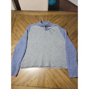 VINTAGE WOOLRICH Womens Raglan Sleeve Mock Neck Sweater Gray/Blue